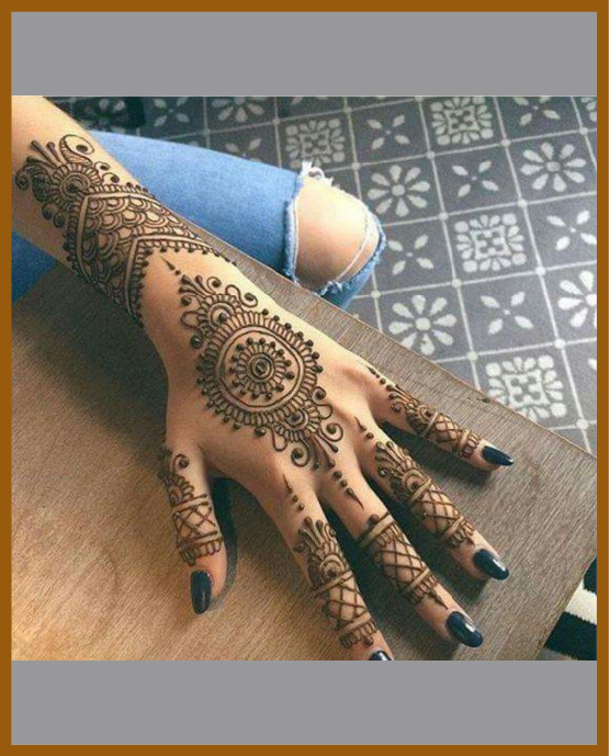 Stylish Back Hand Mehndi Design Bracelet With Floral Extension